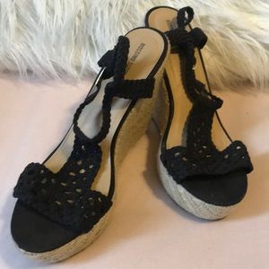 Black Wedge Sandals